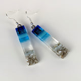 Bright Blue Standard Fused Dichroic Glass Aquascape Dangle Earrings