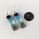 Midnight Blue Standard Fused Dichroic Glass Aquascape Dangle Earrings