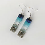 Midnight Blue Standard Fused Dichroic Glass Aquascape Dangle Earrings