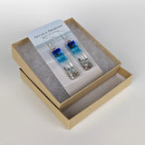 Bright Blue Standard Fused Dichroic Glass Aquascape Dangle Earrings