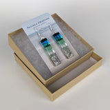 Aqua Green Standard Fused Dichroic Glass Aquascape Dangle Earrings