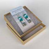 Light Sky Blue Shimmer Fused Dichroic Glass Aquascape Dangle Earrings