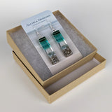 Clear Aqua Green Shimmer Fused Dichroic Glass Aquascape Dangle Earrings