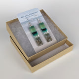 Jade Green Teal Fused Dichroic Glass Aquascape Dangle Earrings