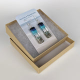 Midnight Blue Standard Fused Dichroic Glass Aquascape Dangle Earrings