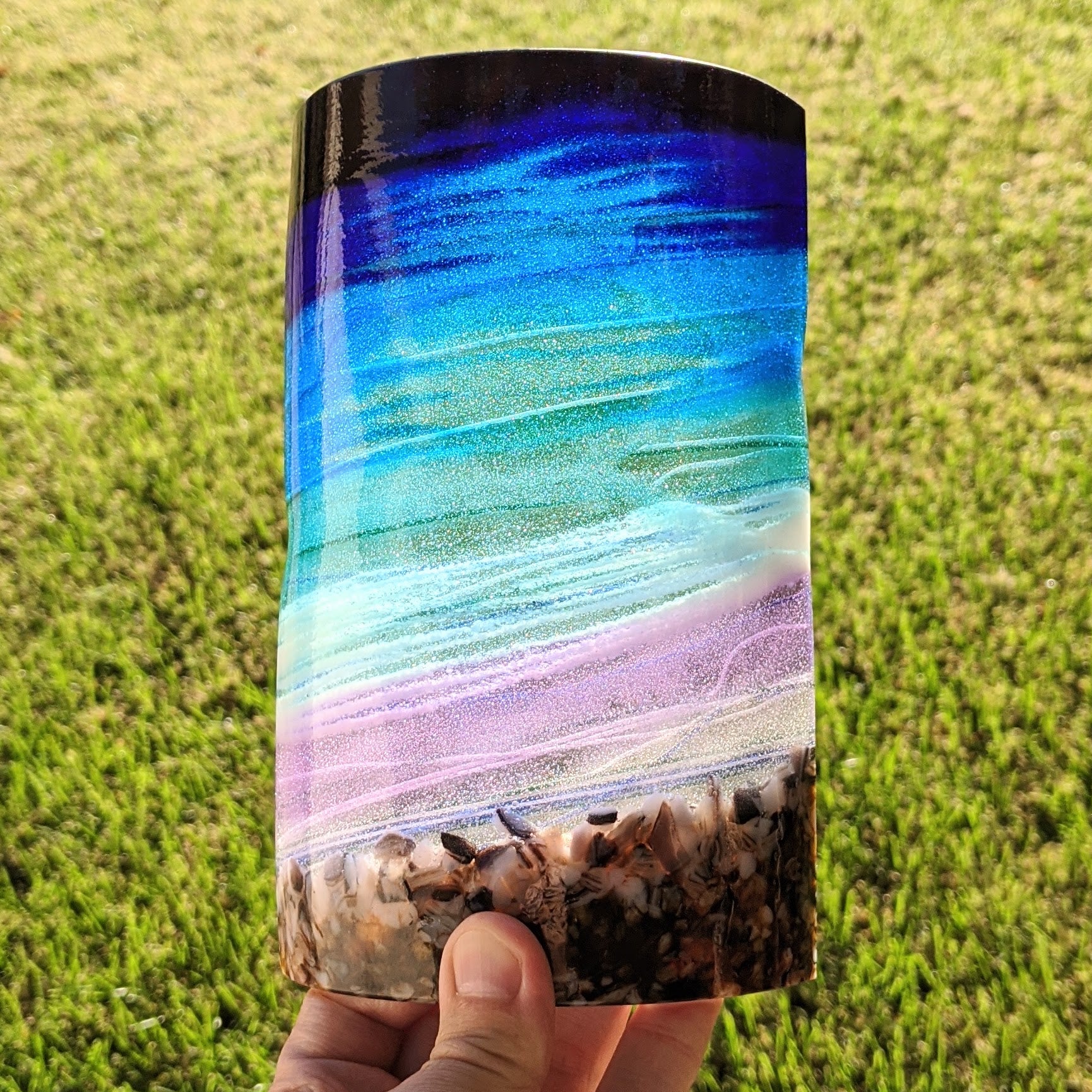 Midnight Aquascape Lamp Shade with Light