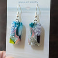 Aqua Turquoise Dangle, Fused Glass Earrings