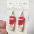 Bright Cherry Red Dangle, Dichroic Earrings, Dichroic Jewelry, Fused Glass Earrings