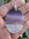 Purple Flat Matte Oval Ocean Glass Necklace