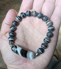 Fused Glass Bracelet With Zebra Agate Beads