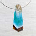 3D Aquascape Mini Tower Pendant, Dichroic Ocean Beach Necklace