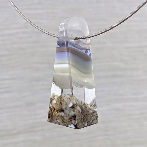 3D Aquascape Mini Tower Pendant, Dichroic Ocean Beach Necklace