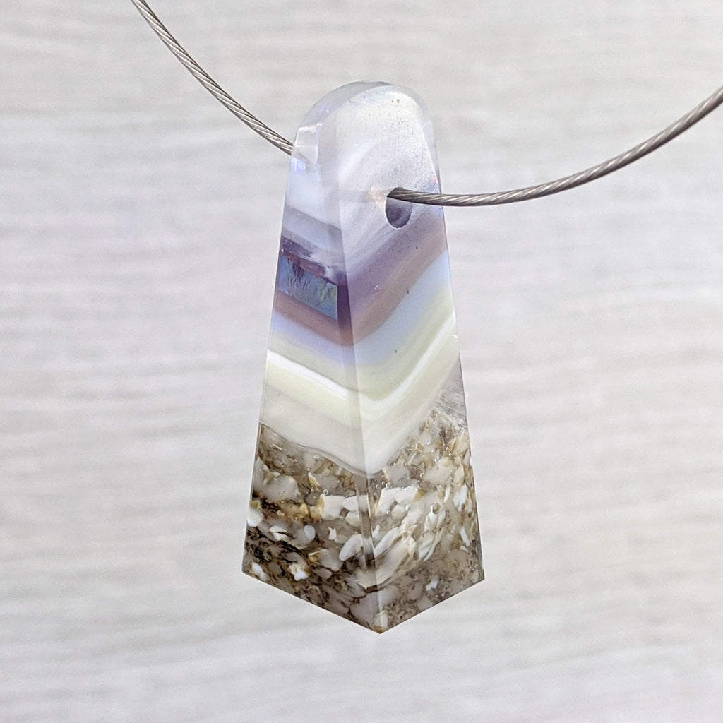 3D Aquascape Mini Tower Pendant, Dichroic Ocean Beach Necklace