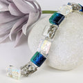 Bright Ocean Blue Link Bracelet, Dichroic Bracelet, Fused Glass Bracelet, Handmade Bracelet