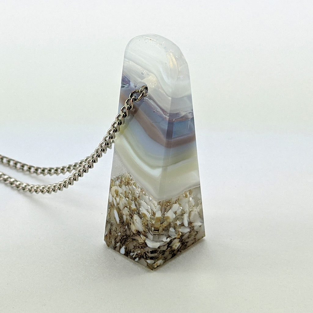 3D Aquascape Mini Tower Pendant, Dichroic Ocean Beach Necklace