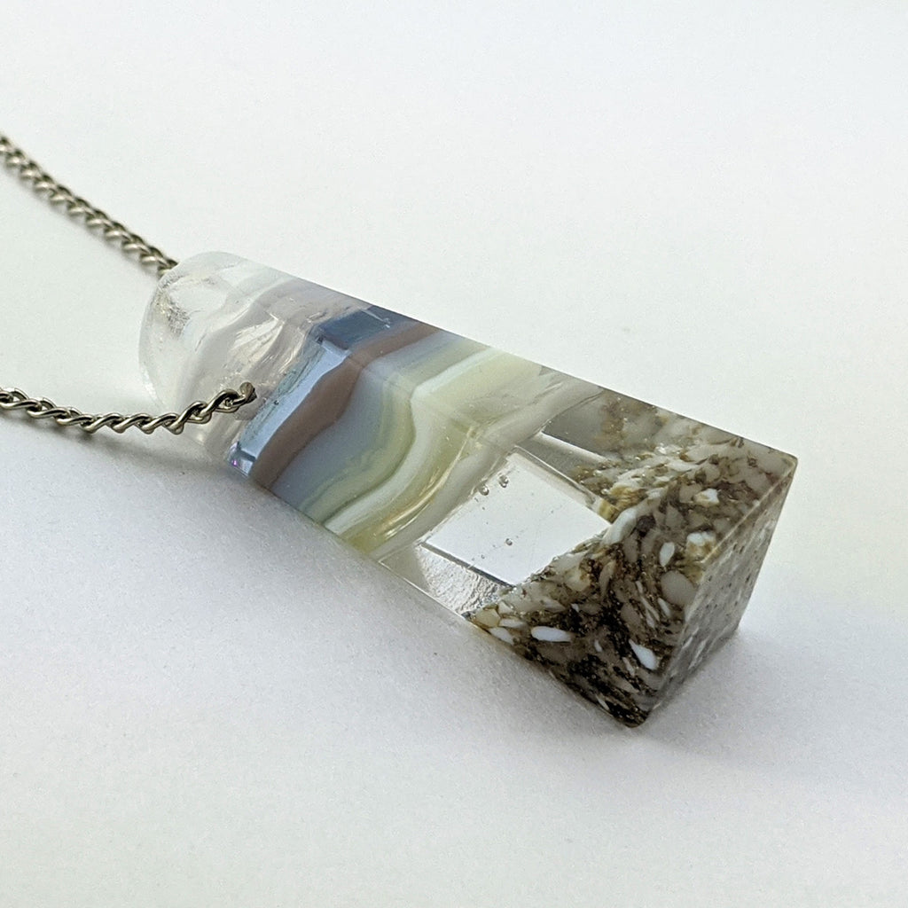 3D Aquascape Mini Tower Pendant, Dichroic Ocean Beach Necklace