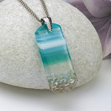 Light Sky Blue Standard Fused Dichroic Glass Aquascape Necklace