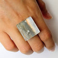 White And Gold Statement Ring, Cocktail Ring, Chunky Ring, Glass Ring, Big Bold Adjustable Ring