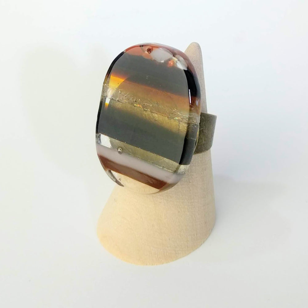 Brown And Black Statement Ring, Cocktail Ring, Chunky Ring, Glass Ring, Big Bold Adjustable Ring
