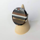 Brown And Black Statement Ring, Cocktail Ring, Chunky Ring, Glass Ring, Big Bold Adjustable Ring