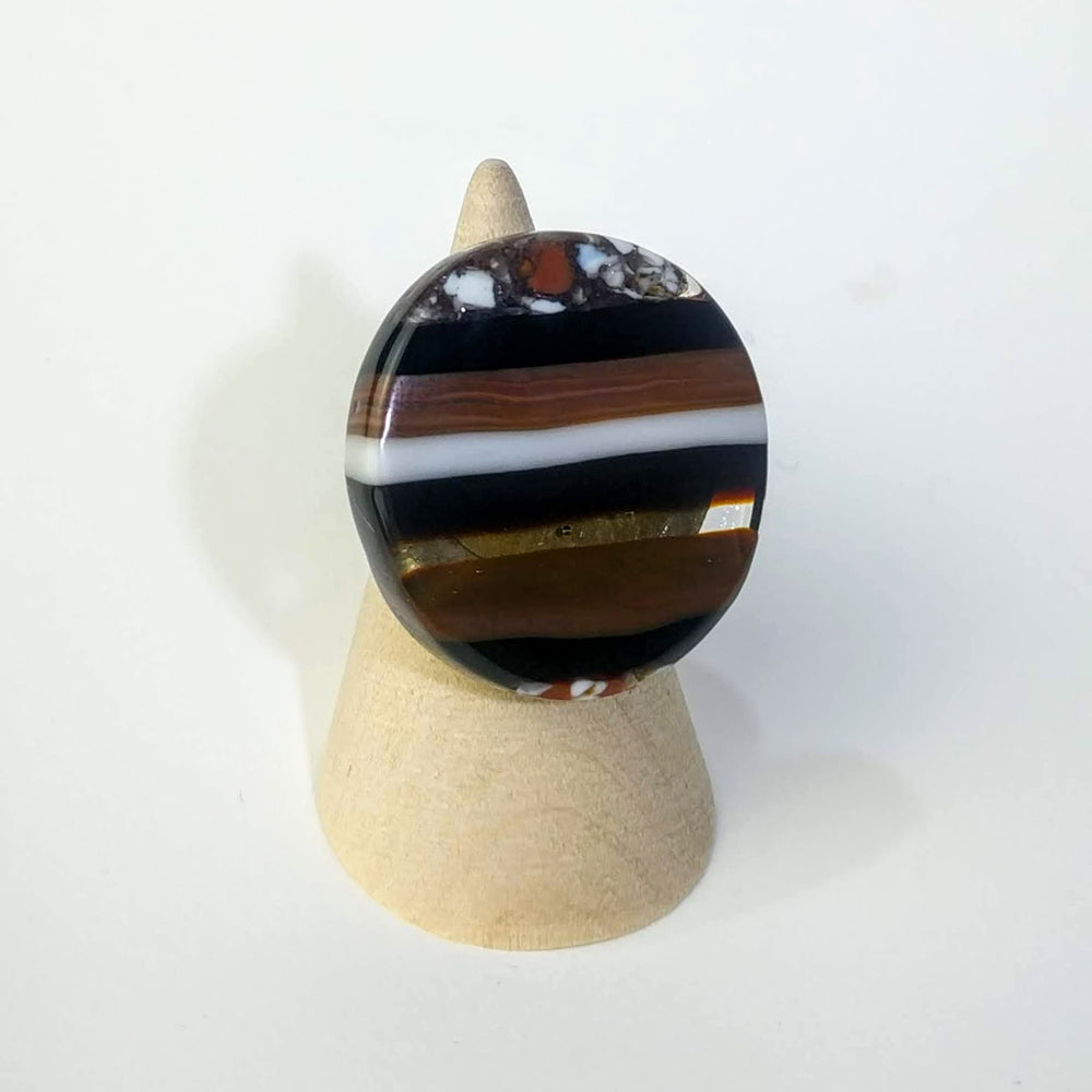 Brown And Black Statement Ring, Cocktail Ring, Chunky Ring, Glass Ring, Big Bold Adjustable Ring