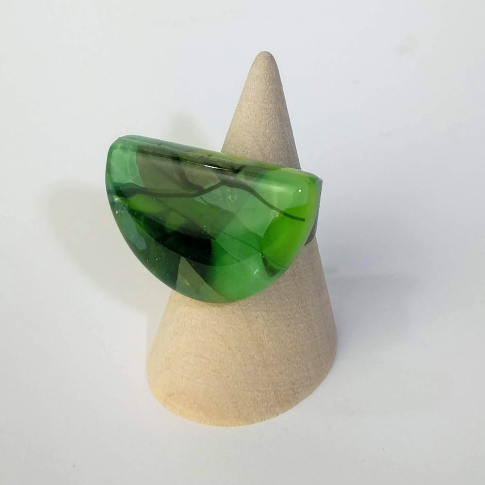 Bright Green Statement Ring, Cocktail Ring, Chunky Ring, Big Bold Adjustable Ring, Dichroic Ring