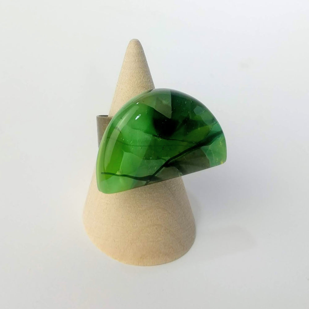 Bright Green Statement Ring, Cocktail Ring, Chunky Ring, Big Bold Adjustable Ring, Dichroic Ring