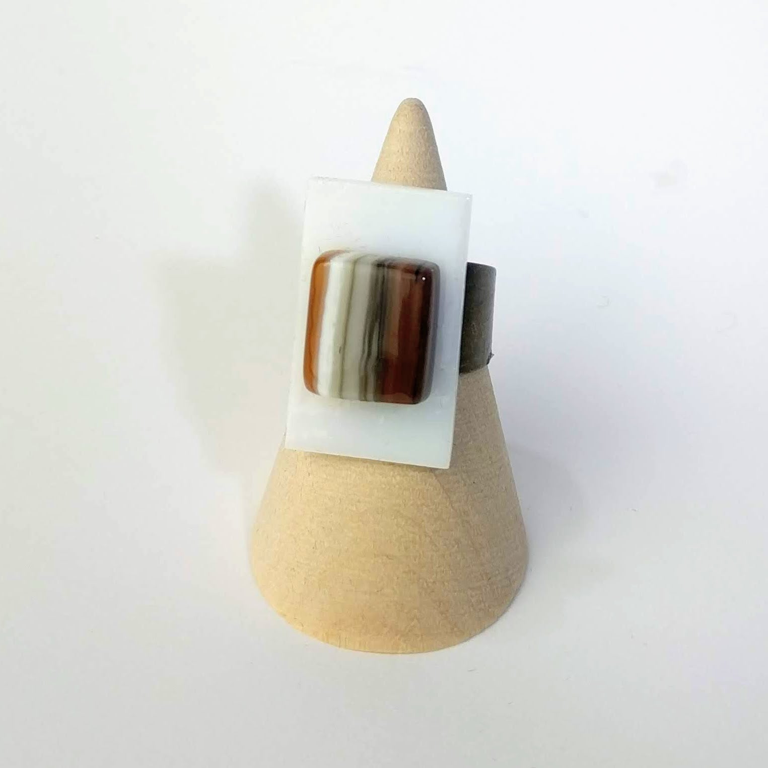 White And Amber Statement Ring, Cocktail Ring, Chunky Ring, Adjustable Ring, Minimal Ring
