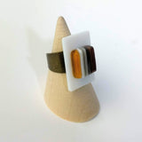 White And Amber Statement Ring, Cocktail Ring, Chunky Ring, Adjustable Ring, Minimal Ring