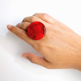 Cherry Red Statement Ring, Cocktail Ring, Chunky Ring, Glass Ring, Big Bold Adjustable Ring