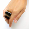 Brown And Black Statement Ring, Cocktail Ring, Chunky Ring, Glass Ring, Big Bold Adjustable Ring