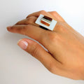 White And Amber Statement Ring, Cocktail Ring, Chunky Ring, Adjustable Ring, Minimal Ring