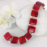 Bright Cherry Red Link Bracelet, Dichroic Bracelet, Fused Glass Bracelet, Handmade Bracelet