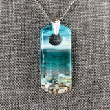 Aqua Turquoise Rectangle, Fused Glass Necklace, Fused Glass Pendant, Fused Glass Jewelry, Dichroic Glass, Glass Jewelry