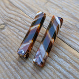 Dark Amber Drop Stud, Fused Glass Earrings, Unique Handmade Earrings, Fused Glass Jewelry