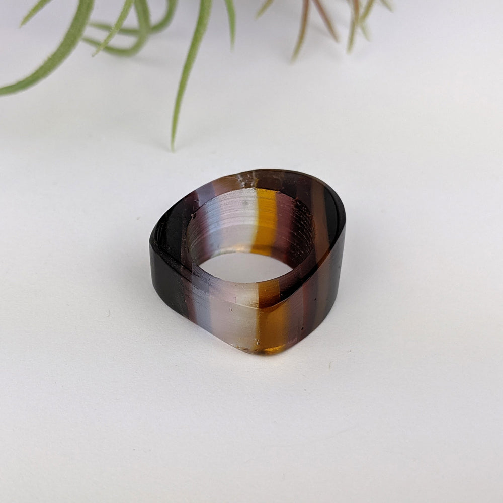 Amber Clear Lavender Statement Ring, Cocktail Ring, Hand Carved Chunky Ring, Modern Big Glass Ring