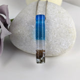 Bright Blue Sculpted Tube Bead Fused Glass Aquascape Necklace