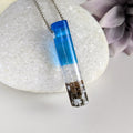 Bright Blue Sculpted Tube Bead Fused Glass Aquascape Necklace