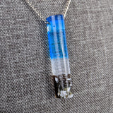 Bright Blue Sculpted Tube Bead Fused Glass Aquascape Necklace