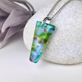 Aqua Lavender Mint, Fused Glass Beach Necklace, Glass Pendant, Dichroic Ocean Jewelry