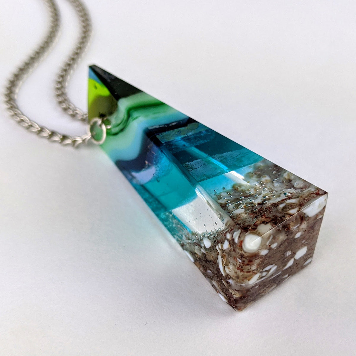3D Aquascape Tower Pendant, Ocean Beach Necklace