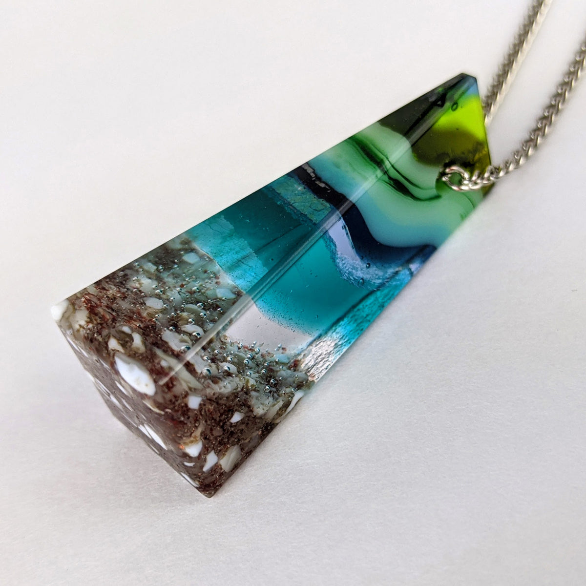 3D Aquascape Tower Pendant, Ocean Beach Necklace