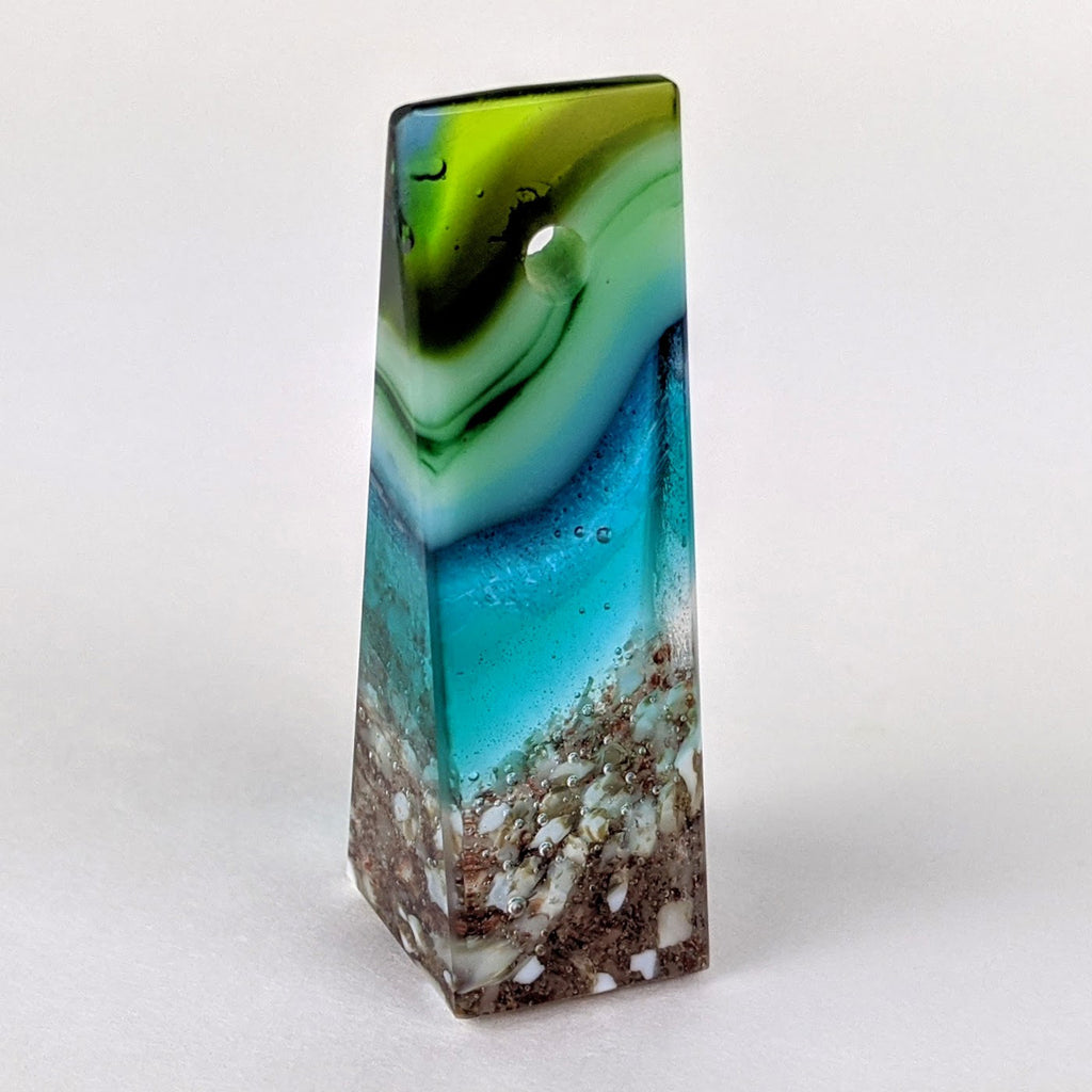 3D Aquascape Tower Pendant, Ocean Beach Necklace