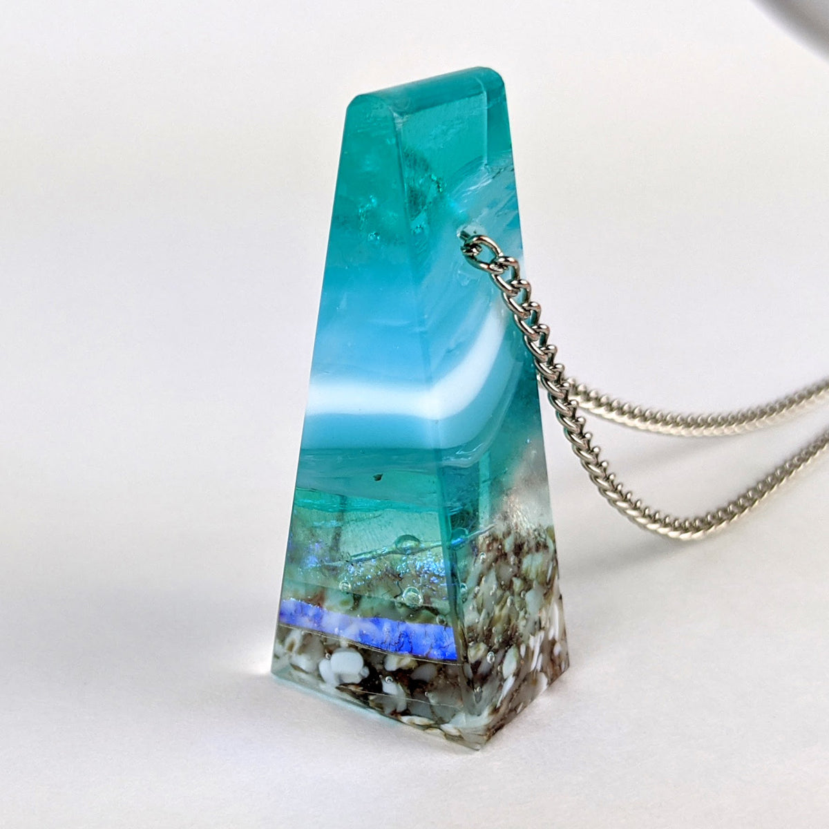 3D Aquascape Tower Pendant, Ocean Beach Necklace