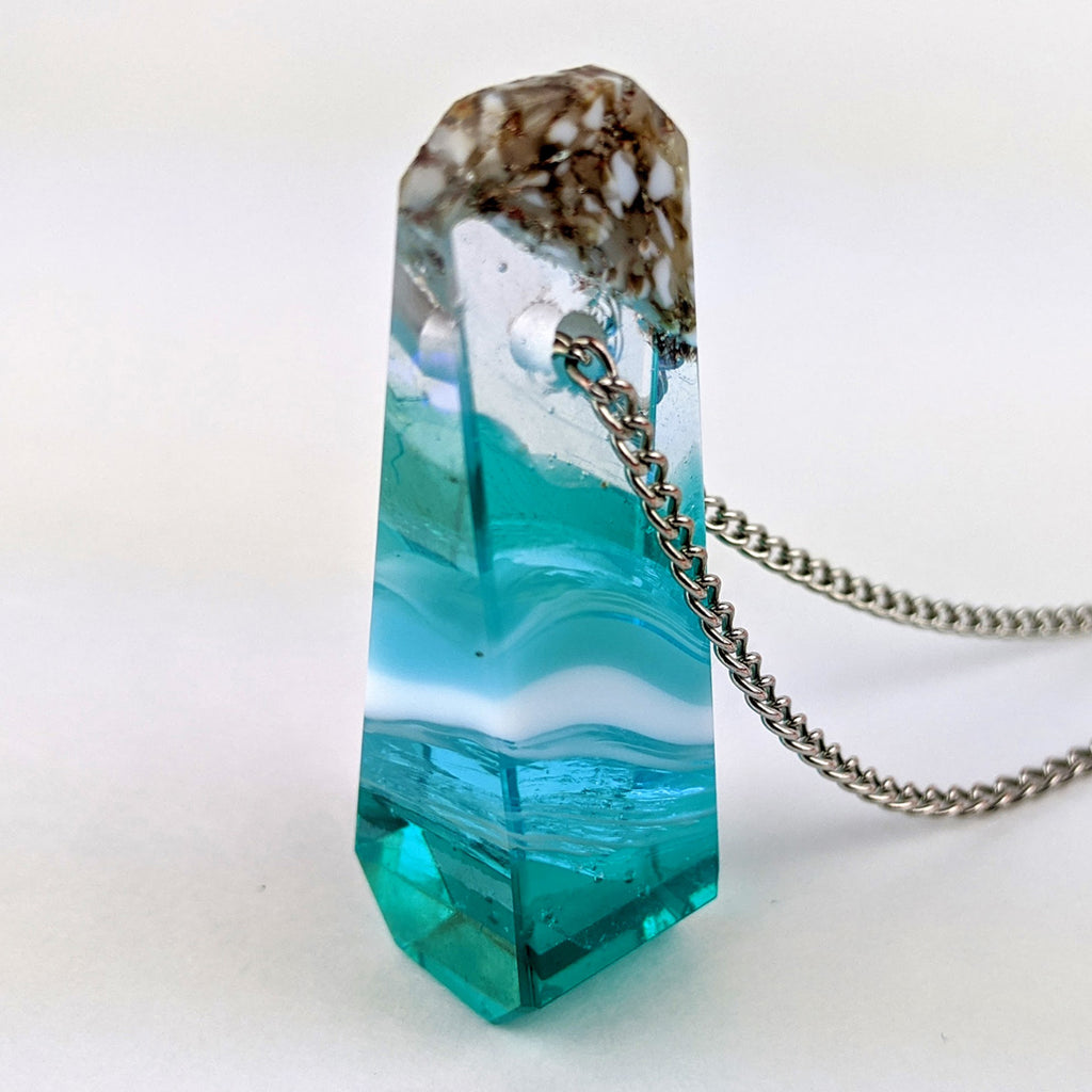 3D Aquascape Tower Pendant, Ocean Beach Necklace