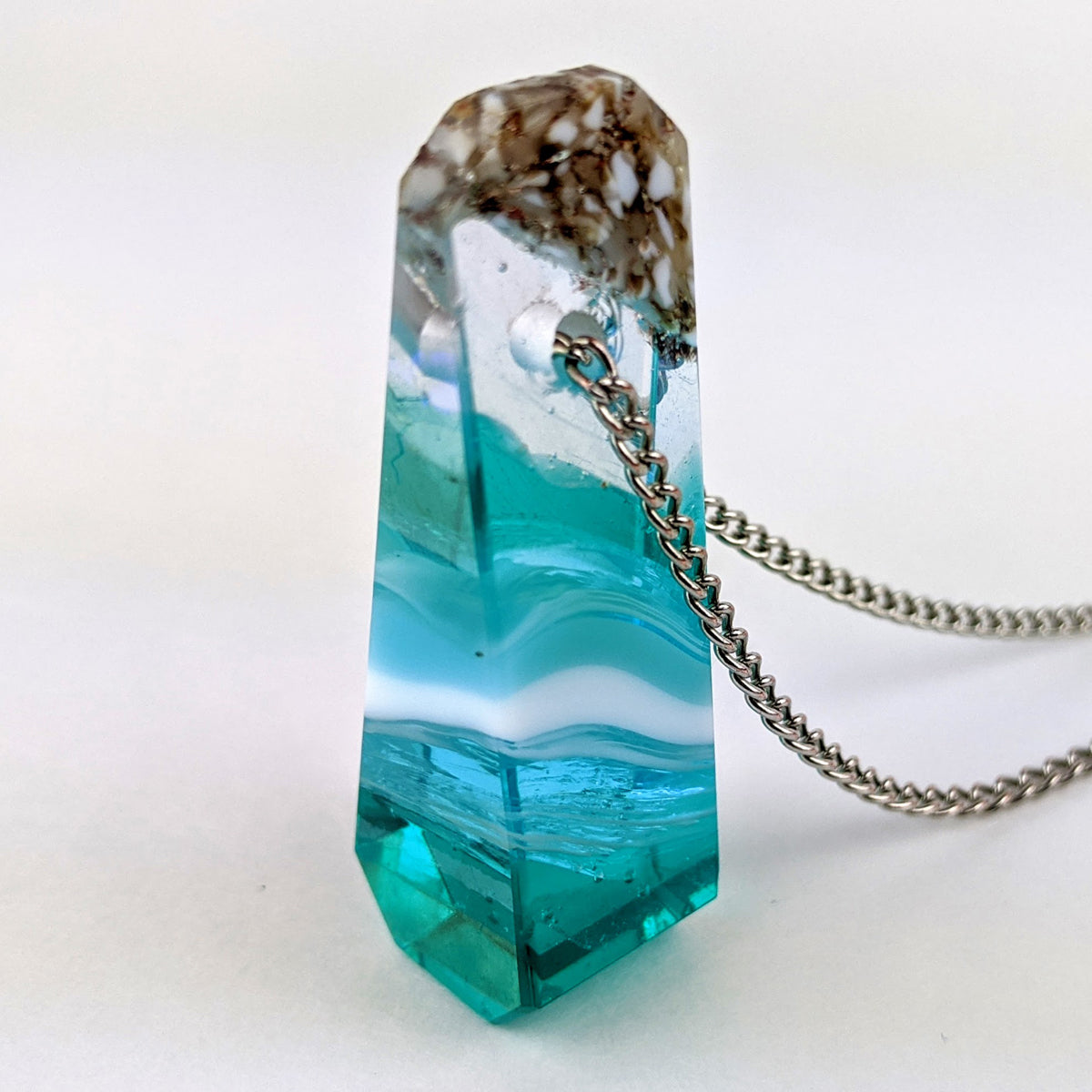 3D Aquascape Tower Pendant, Ocean Beach Necklace