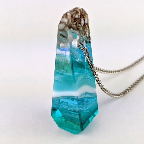 3D Aquascape Tower Pendant, Ocean Beach Necklace