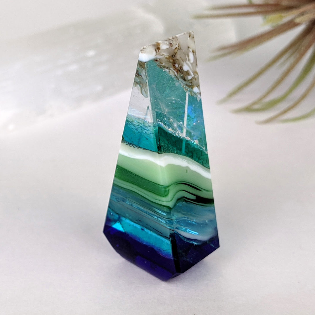 3D Aquascape Crystal Tower, Dichroic Ocean Beach Sculpture