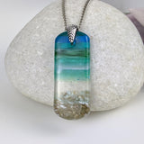 Aqua Green Standard Fused Dichroic Glass Aquascape Necklace