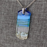 Bright Blue Standard Fused Dichroic Glass Aquascape Necklace
